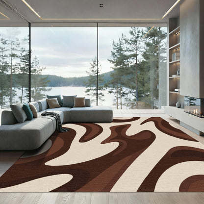 Chocolate Swirl Abstract Flow Rug