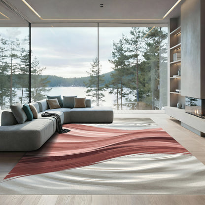 Abstract Blush Wave Liquid ripple Rug
