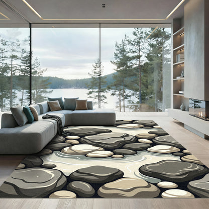 Abstract Stream Stone River Rock Rug