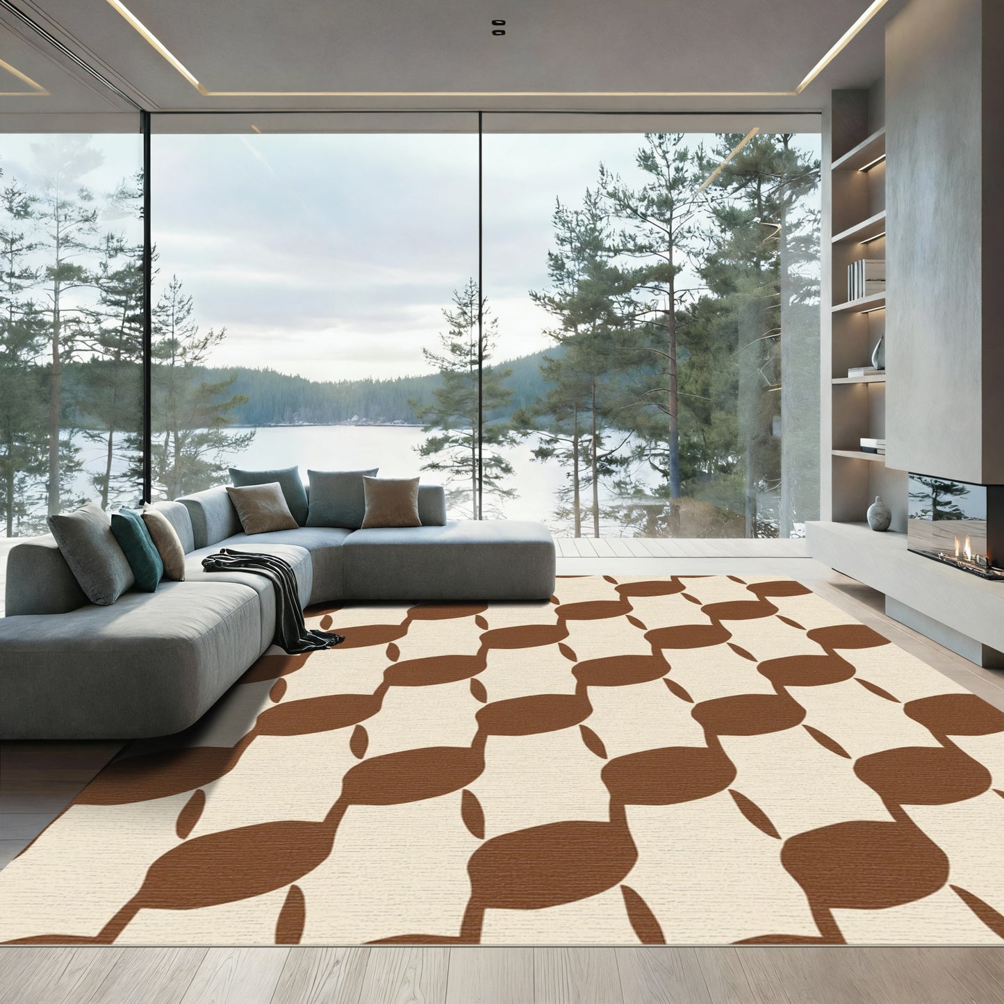 Brown Tan Organic Chain Links Rug
