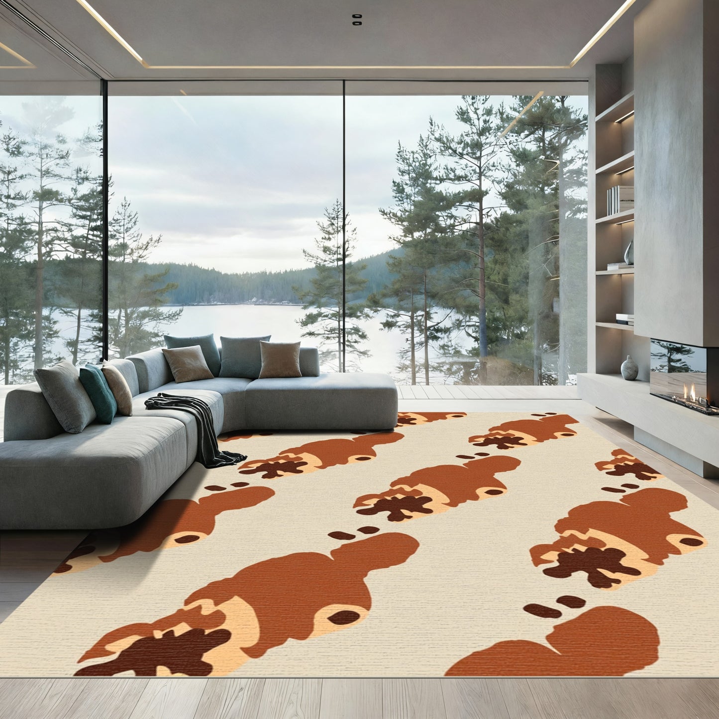 Abstract Brown Swirl Cookie Slice Rug