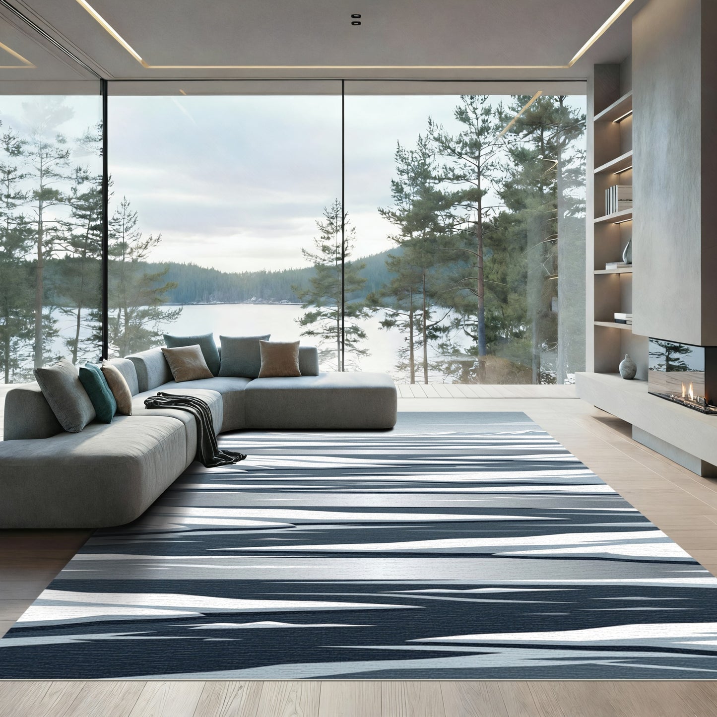Minimalist Arctic Ice Abstract Landscape Rug