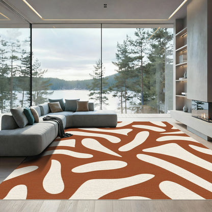 Terracotta Cream Organic Swirls Rug