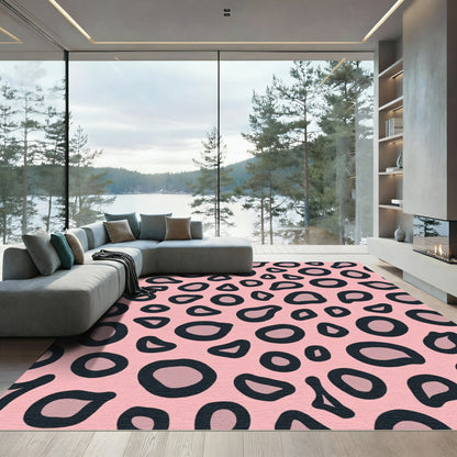 Pink Leopard Print Spots Rug