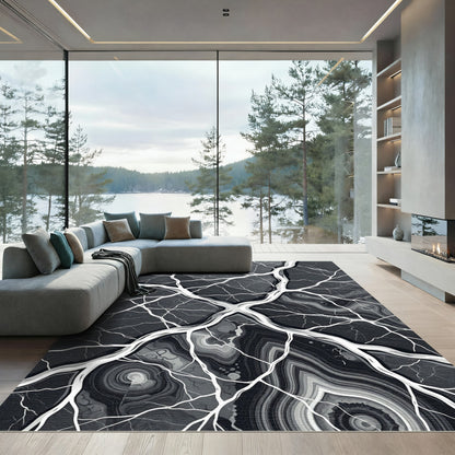 Monochromatic Abstract Gnarled Root Marble Rug