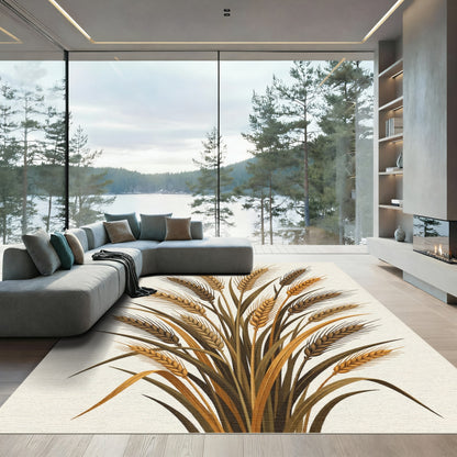 Golden Wheat Stalks Natural Tones Rug