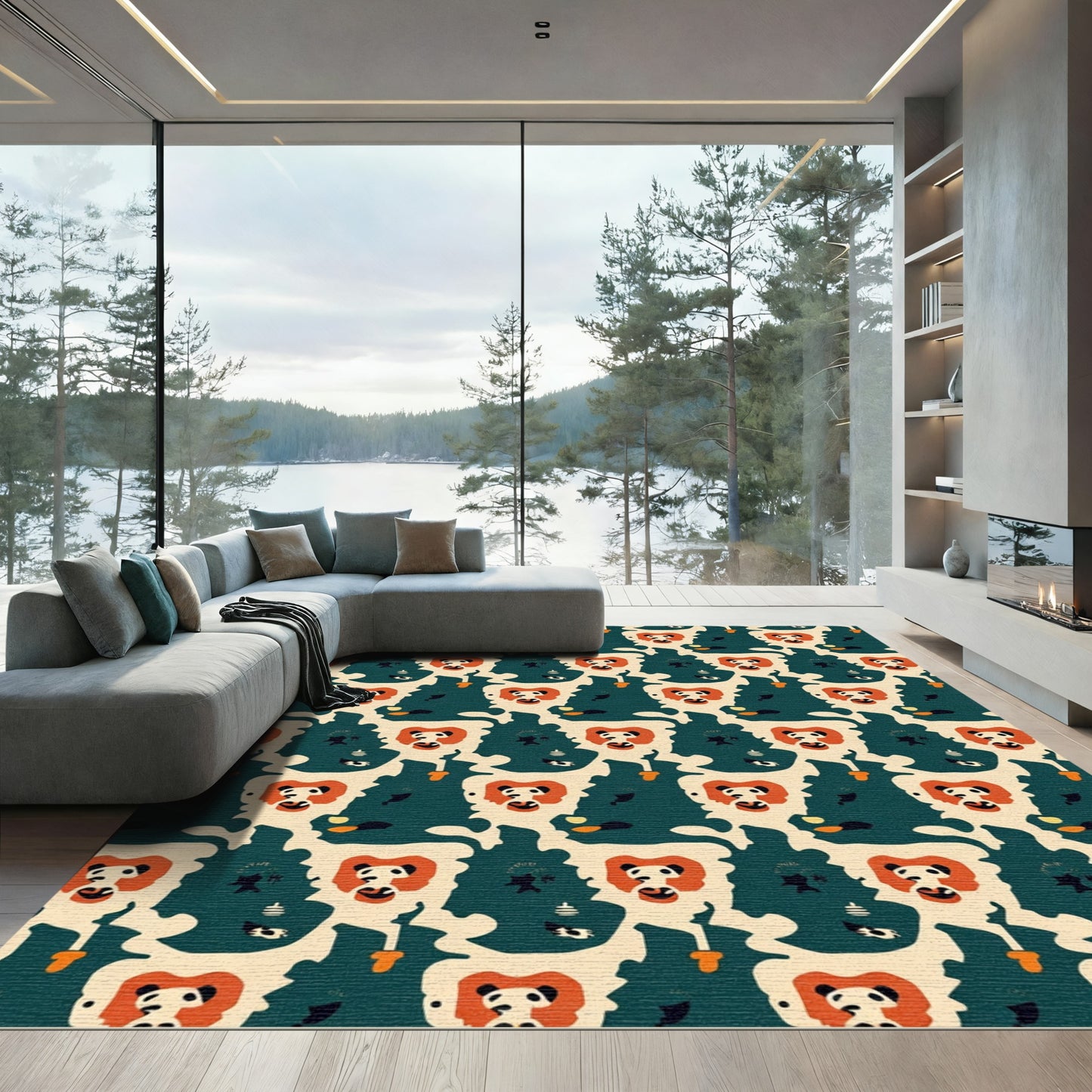 Whimsical Panda Face Abstract Jam Rug