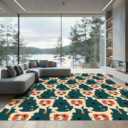 Whimsical Panda Face Abstract Jam Rug
