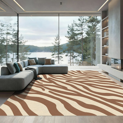 Brown Ivory Wild Animal Stripe Rug