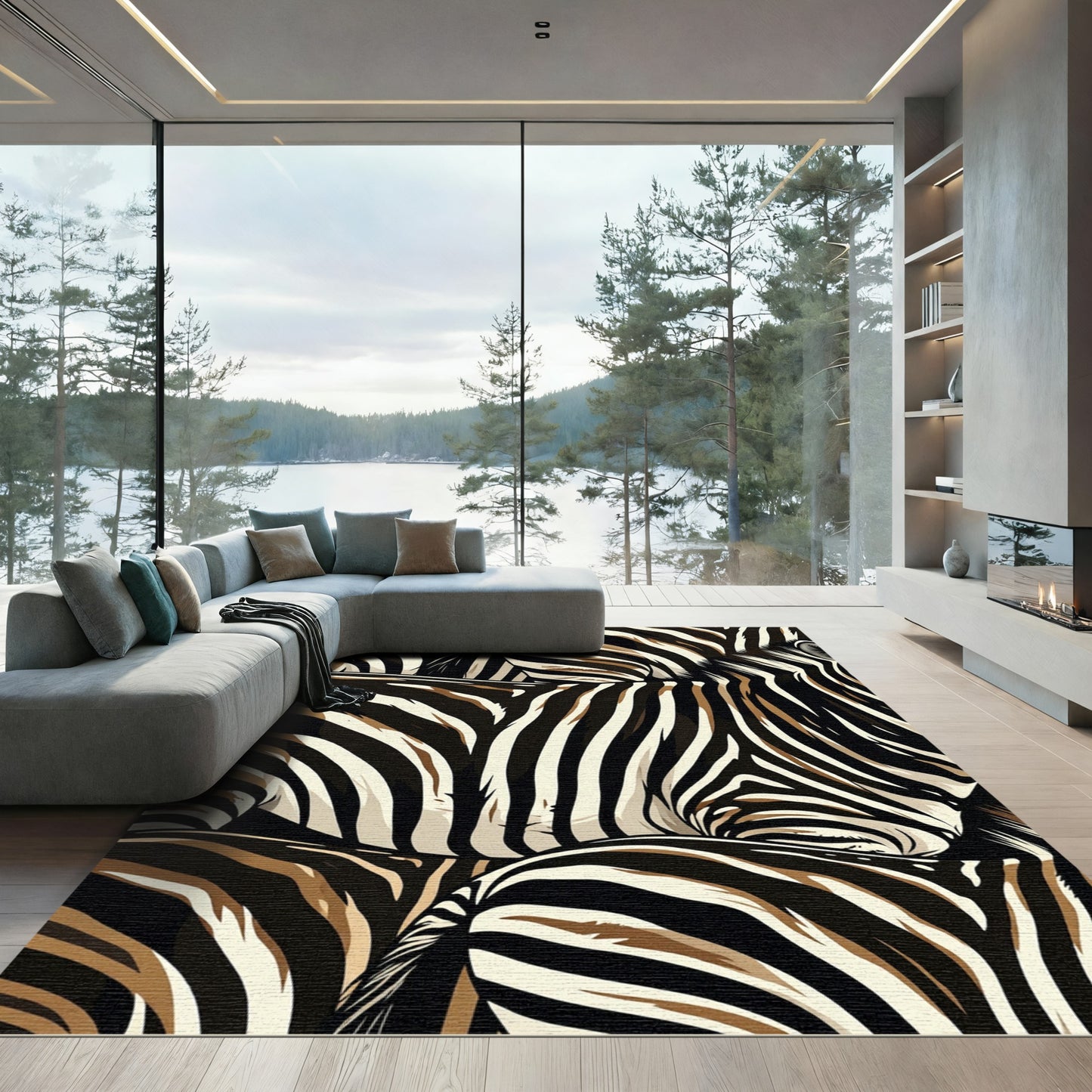 Bold Wild Zebra Stripe Texture Rug