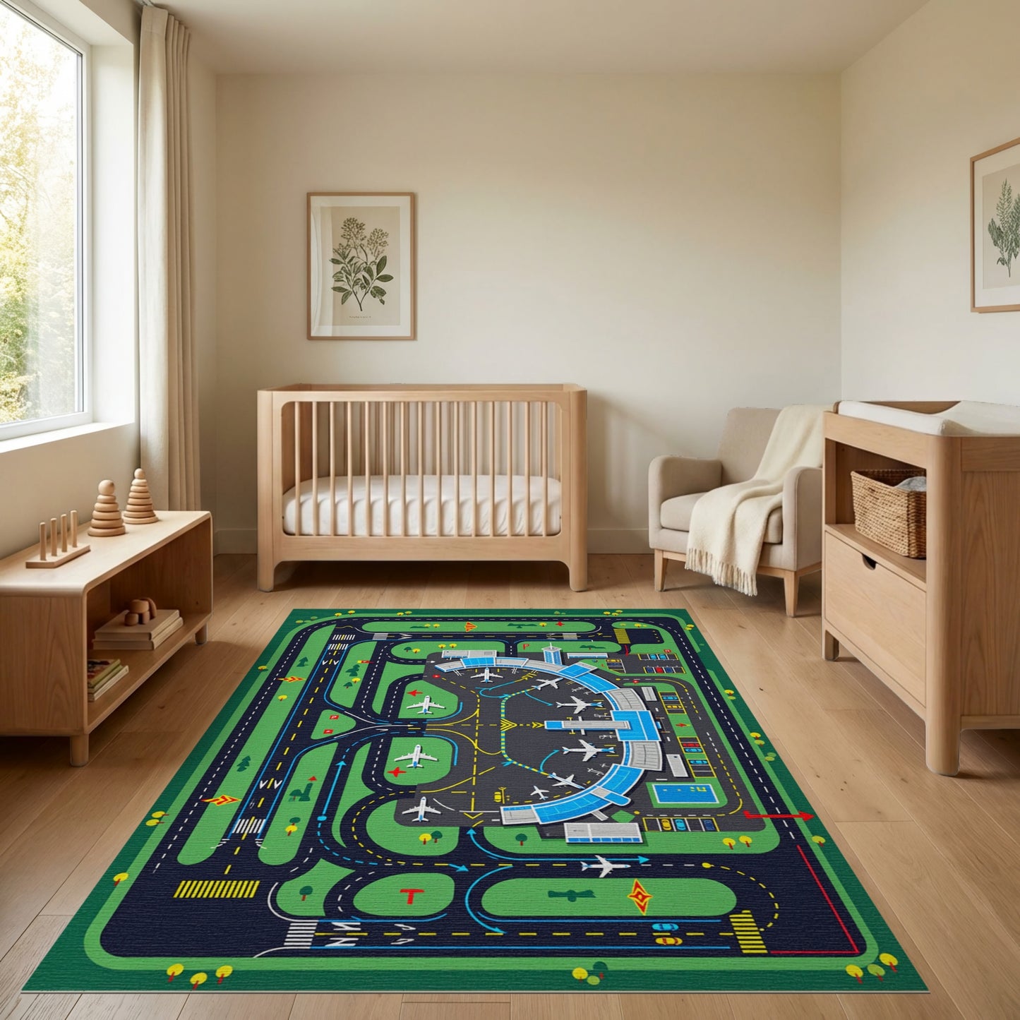 Playful Airport Runways and Planes Rug
