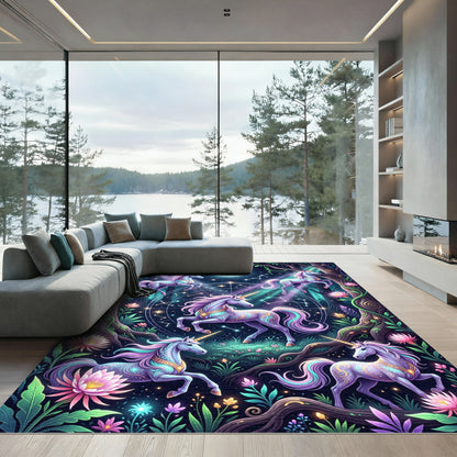 Celestial Unicorn Forest Constellation Art Rug