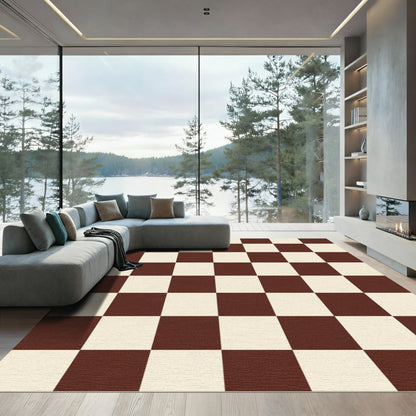Brown Cream Classic Checkerboard Rug