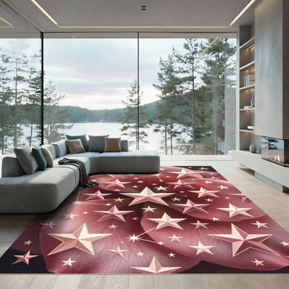 Rose Gold Star Constellation Pattern Rug