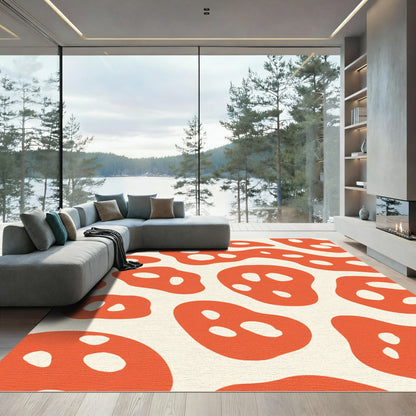 Cream Orange Organic Blotches Rug