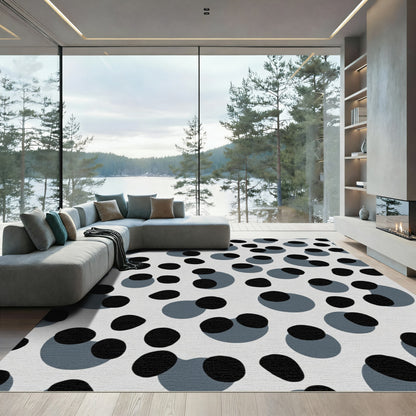 Cool Gray Black Circle Scatter Rug