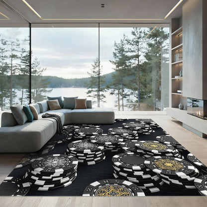 Monochromatic Floral Chip Medallion Rug