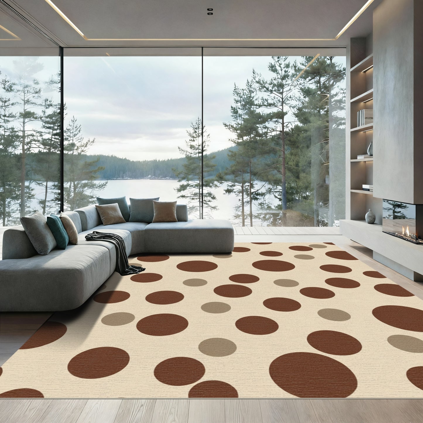 Earth Tones Scattered Circles Rug