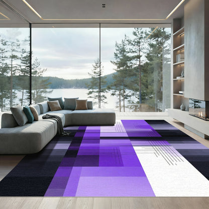 Modern Geometric Purple Shading Abstract Rug