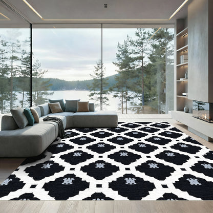 Black and White Abstract Lattice Rug