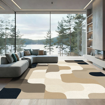 Earthy Tones Wavy Geometric Assemblage Rug