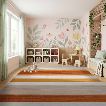 Modern Horizontal Warm Tones Rug
