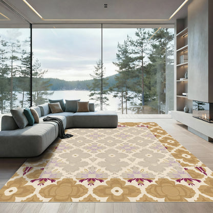 Gold Plum Medallion Floral Rug