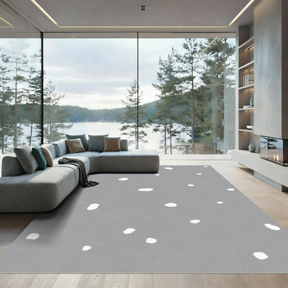 Gray White Abstract Dot Scatter Rug