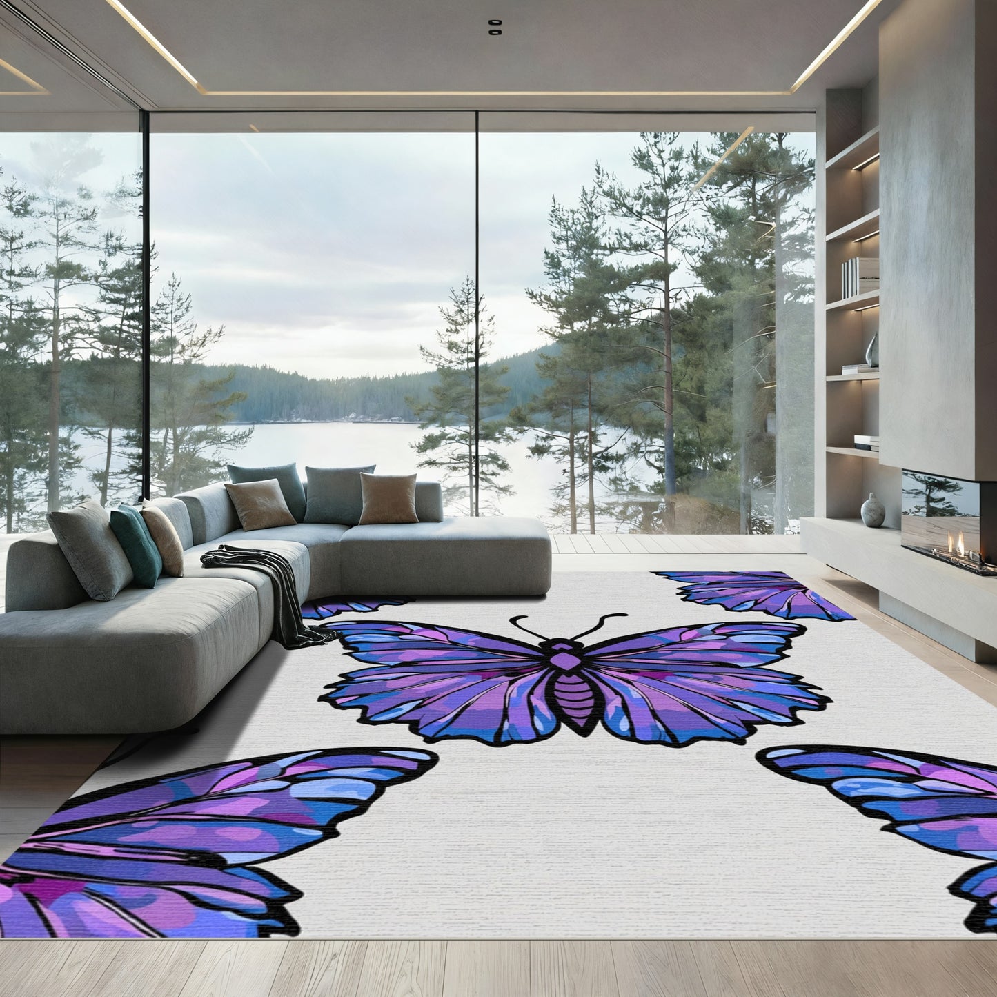 Purple Blue Butterfly Wings Repeat Rug