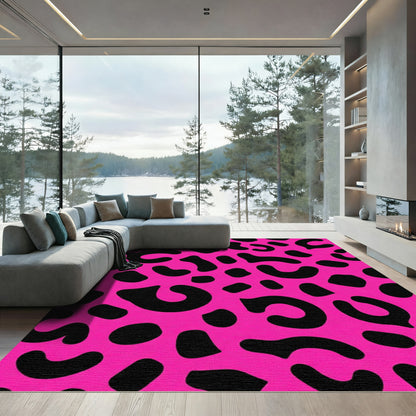 Bright Pink Black Spotty Spot Rug