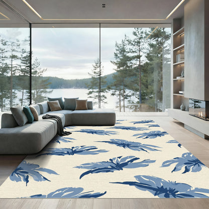 Indigo Brushstroke Floral Repeat Rug