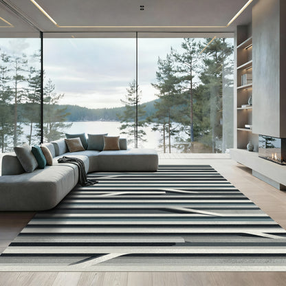 Monochromatic Abstract Gray Linear Stripe Rug