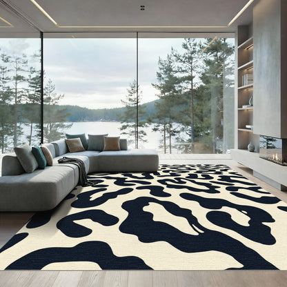 Cream and Black Leopard Spot Rug