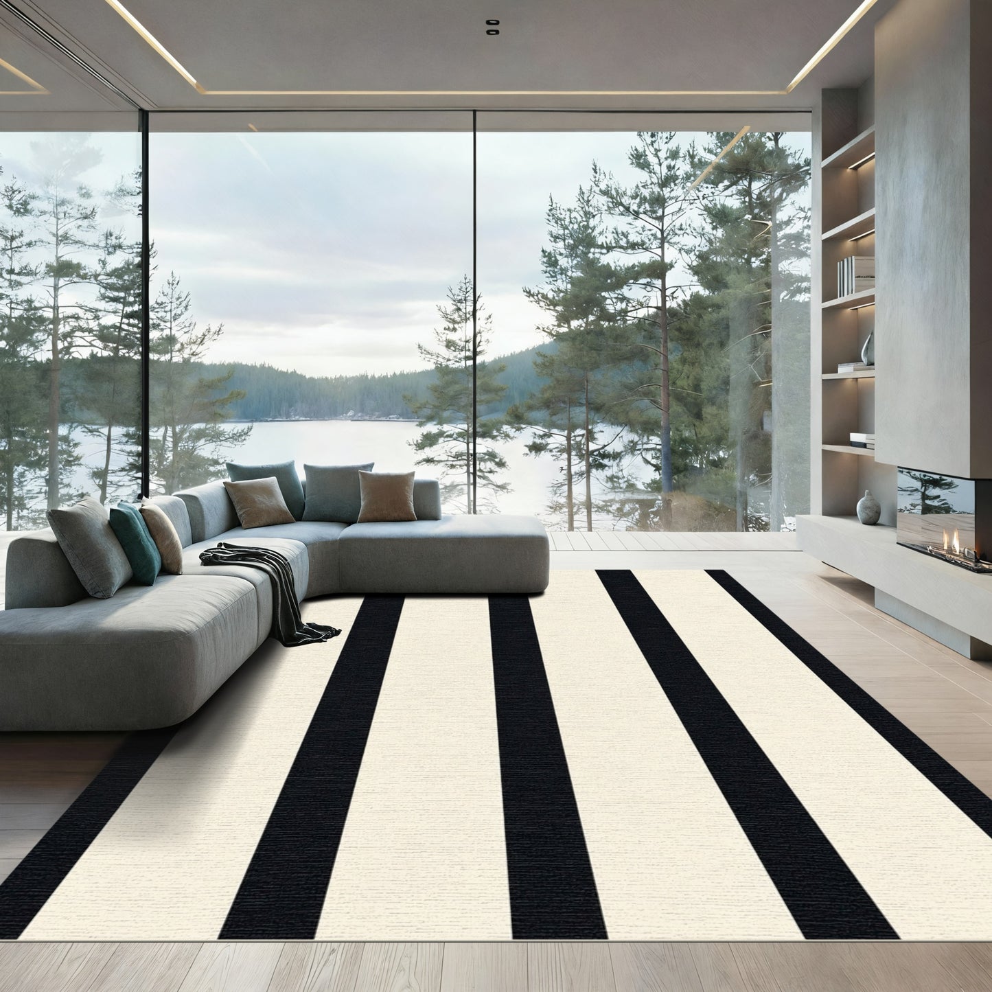 Classic High Contrast Vertical Lines Rug