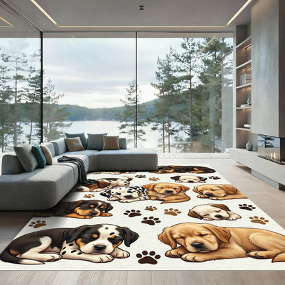 Sweet Adorable Sleeping Puppy Patchwork Rug
