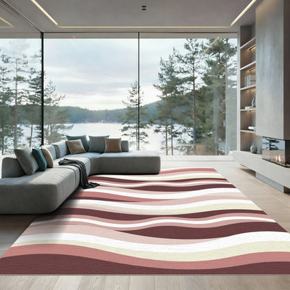 Retro Pink Wave Composition Rug