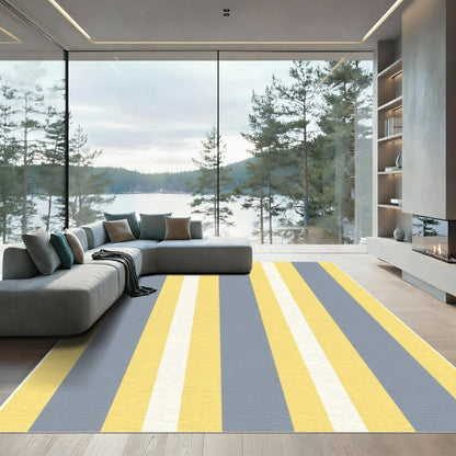Classic Yellow Gray Stripe Rug