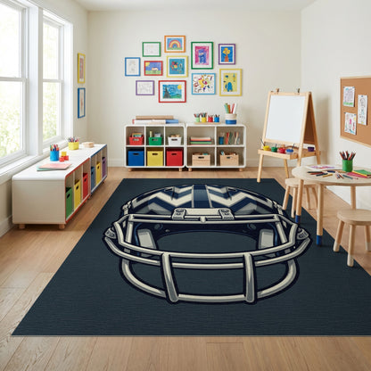 Navy White Zigzag Helmet Graphic Rug