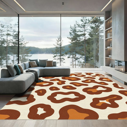 Earthy Brown Abstract Spots Rug