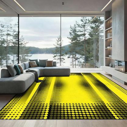 Bold Yellow Halftone Columns Rug