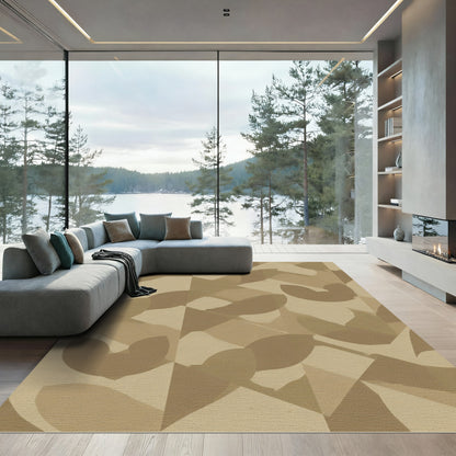 Abstract Sepia Geometric Overlay Rug
