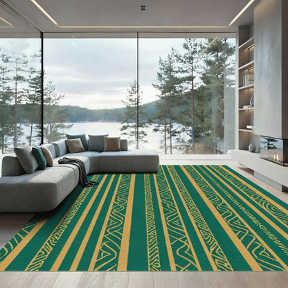 Emerald Gold Intricate Stripe Rug