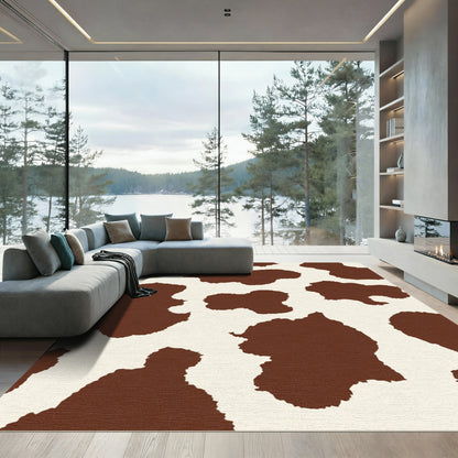 Classic Brown White Holstein Spots Rug