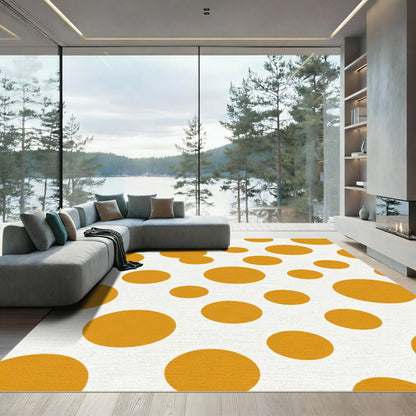 Sunset Orange Polka Dot Round Rug
