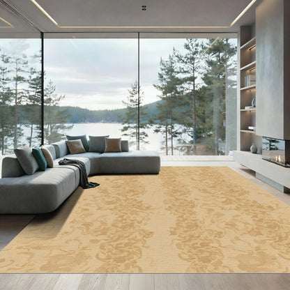 Earthy Tan Abstract Tassel Rug