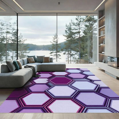 Geometric Hexagon Purple Violet Mosaic Rug