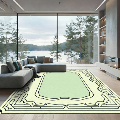 Pale Yellow Black Nouveau Arch Rug