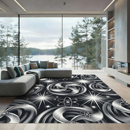 Metallic Vortex Atom Sparkle Rug