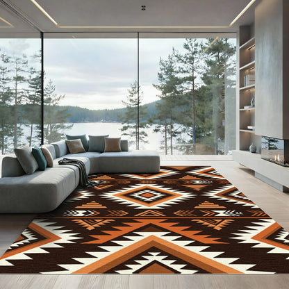 Earthy Geometric Aztec Diamond Area Rug