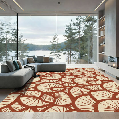 Terracotta Organic Swirl Abstract Rug